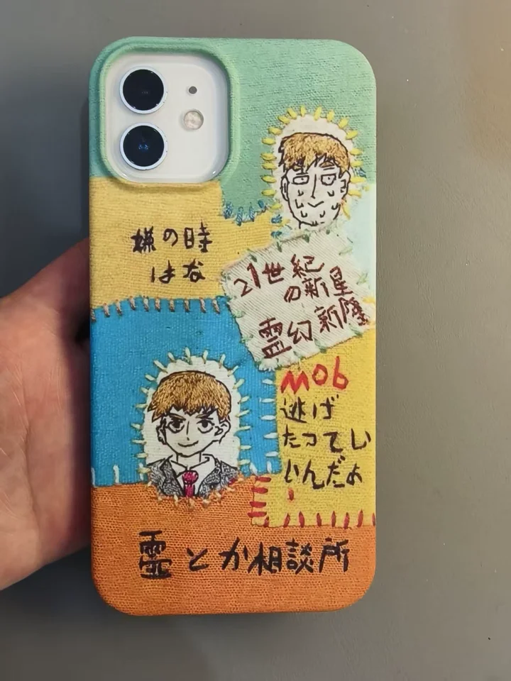 Mob Psycho 100 Mobile Phone Shell Cosplay Anime Kageyama Shigeo Reigen Arataka Magnetic Phones Case Ornaments Accessories