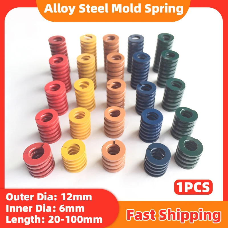 

Obelix 1PCS Die Springs Spiral Stamping Compression Alloy Steel Mould Spring Outer Diameter12mm Inner Diameter6mm Length20-100mm