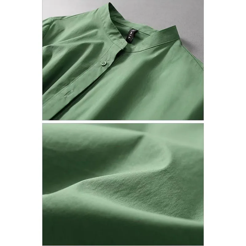 

2025 New Stand-up Collar Hollow Out Embroidered Shirt Tops Women Temperament Loose Fitting Lantern Sleeve Blouse