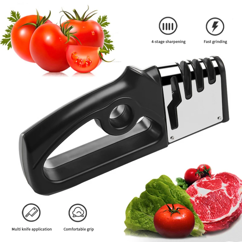 4 In 1 Professional Knife Sharpener Kitchen Sharpening Stone Whetstone Tungsten Steel Diamond Ceramic Kitchen Knifes Accessories