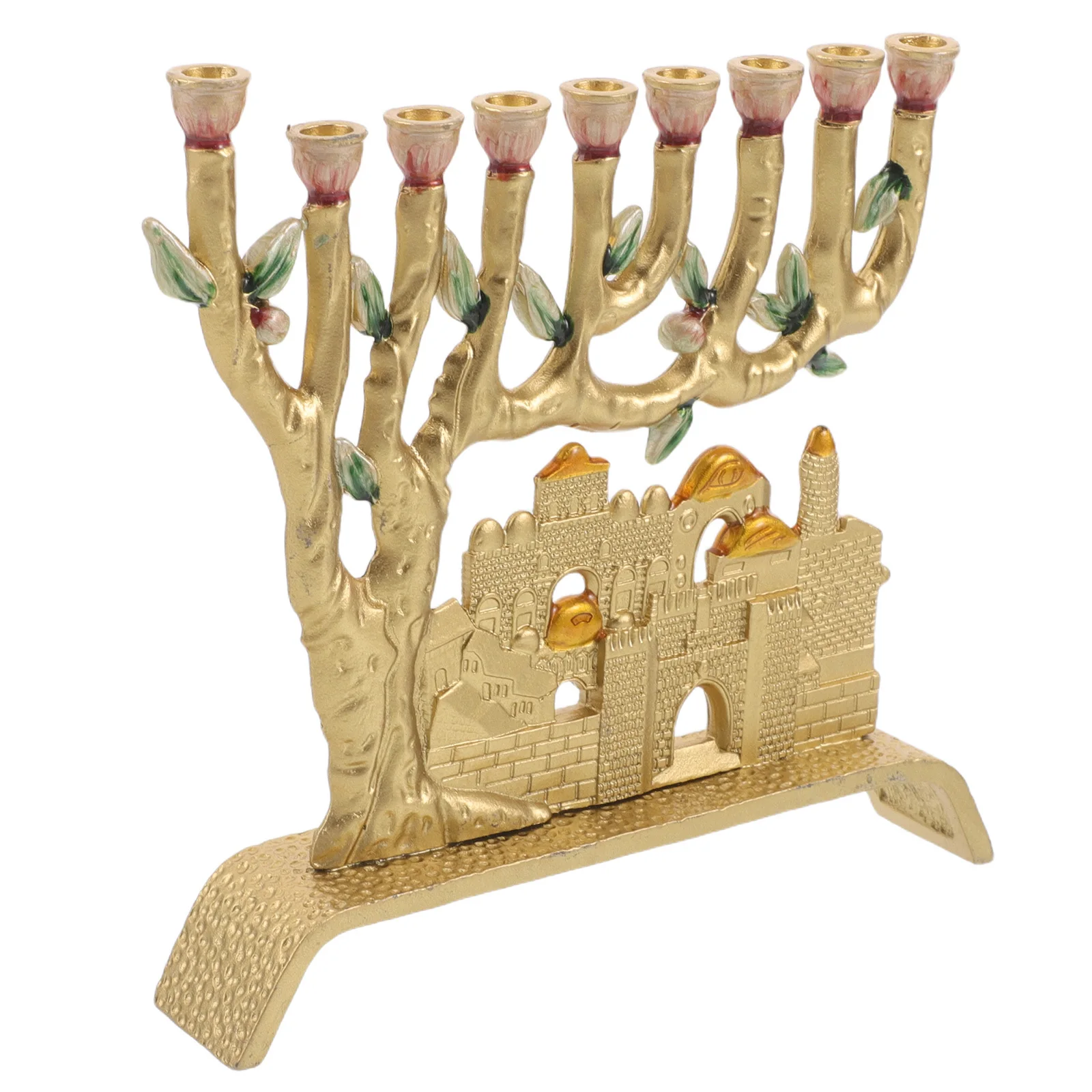 

Jerusalem Hanukkah Menorah 9 Branch Judaica Holder Religious Jewish Holiday Decor Decorative Jewish Candelabra