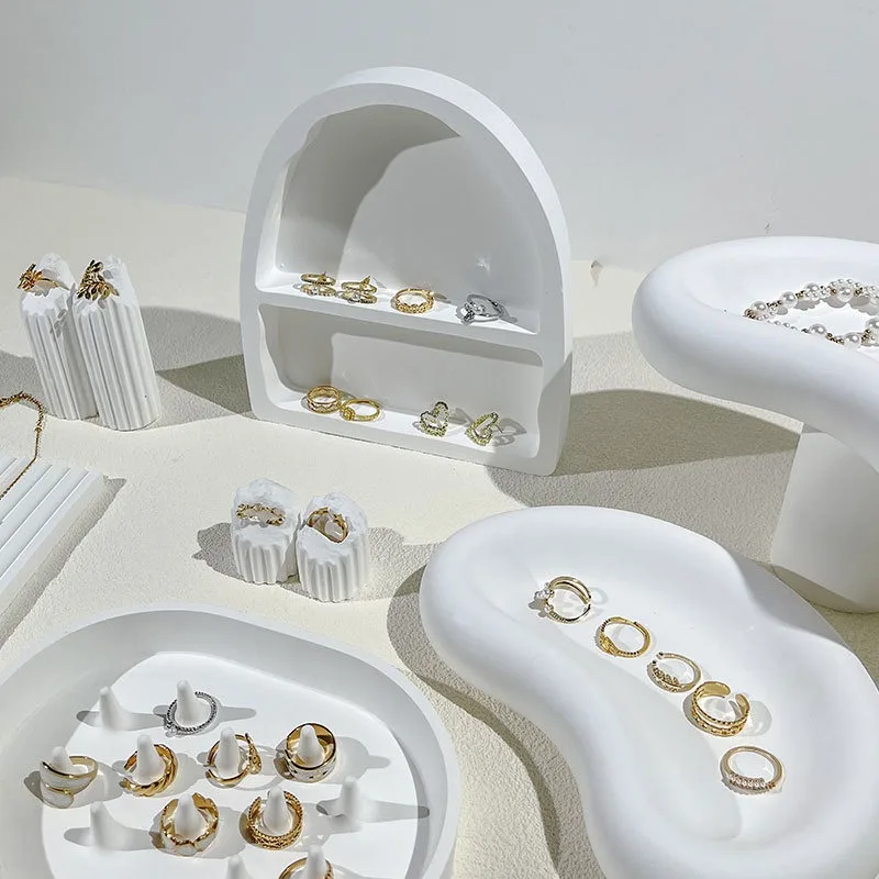 

Gypsum Jewelry Display Tray Rings Trinket Storage Pallet Jewelers Earrings Showcase Rack Jewellery Ring Holder Organizer Pallet