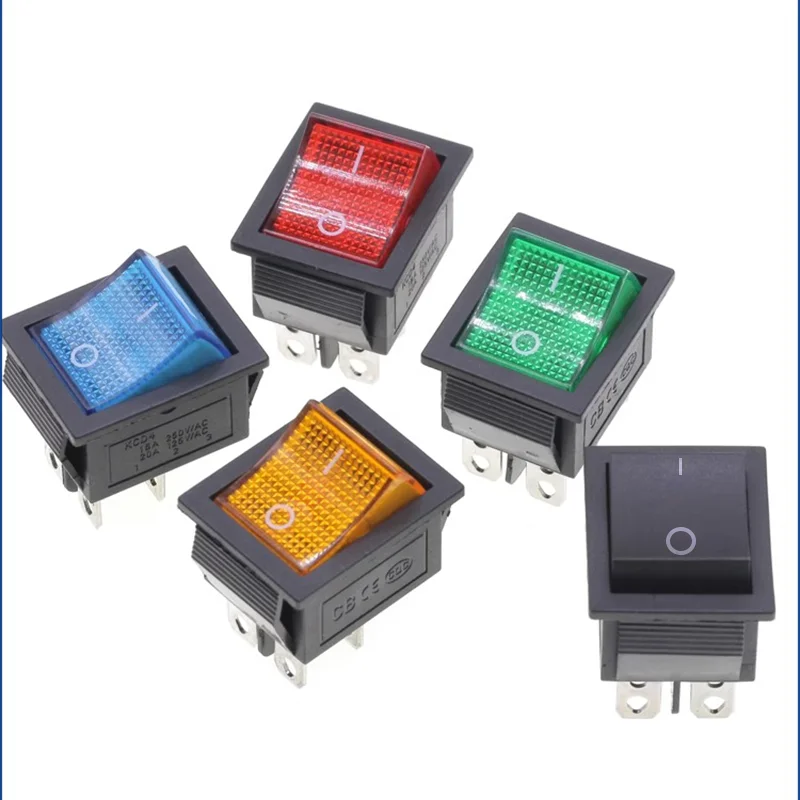 5/20/100PCS KCD4 Rocker Switch ON-OFF 2 Position Electrical equipment With Light Power Switch 4 Pins/6Pins   16A250VAC/20A125VAC