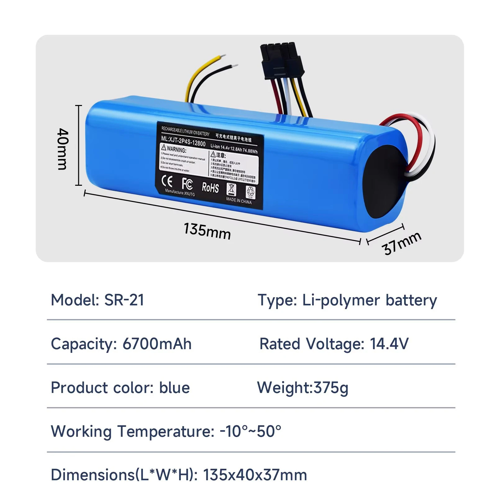 14.4V 5200mAh 4S2P For CECOTEC CONGA 4090 4490 4690 4590 NIT robot vacuum cleaner battery 18650 battery Pack