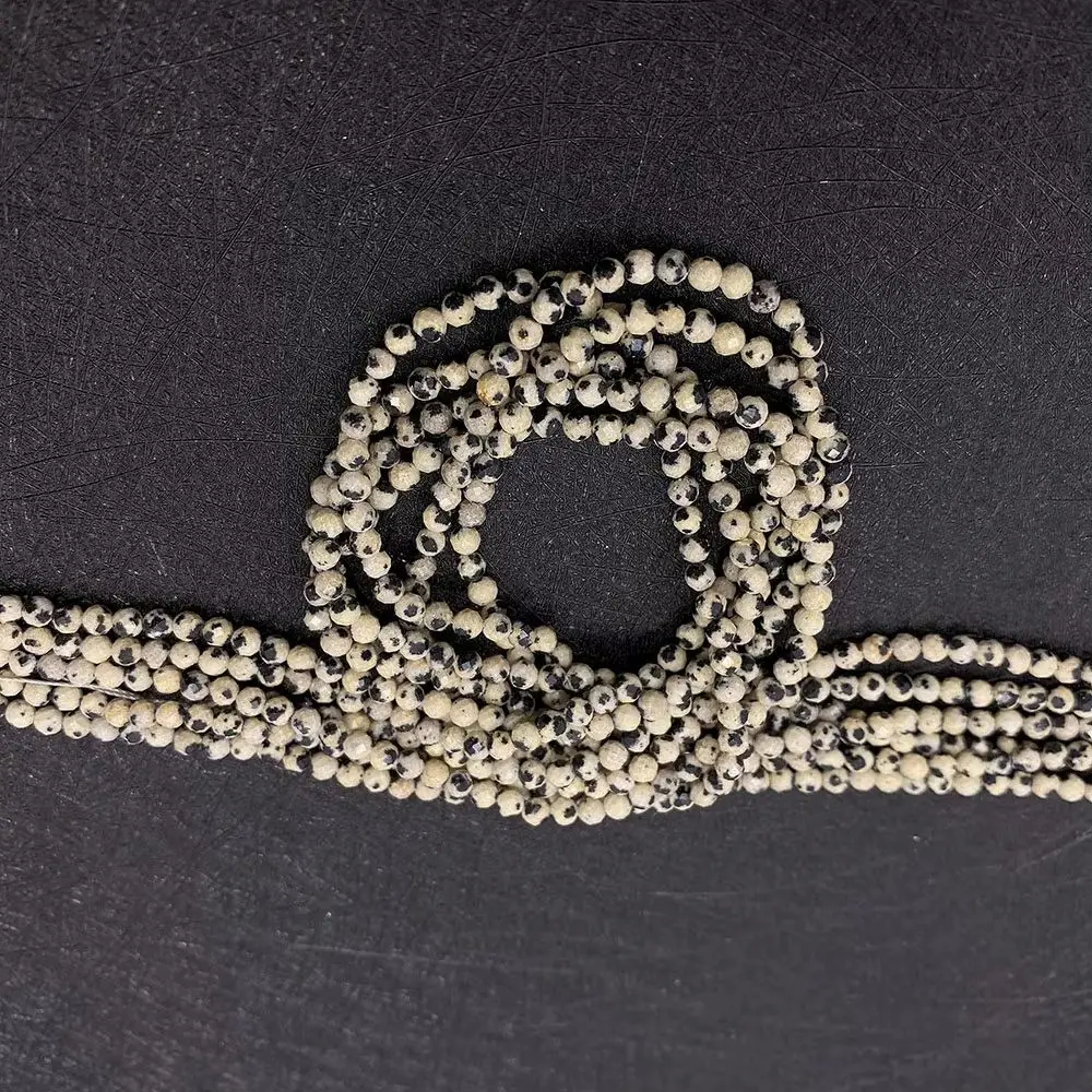 

Faceted Natural Stone Round Bead 2-4mm Dalmatian Jasper Straight-hole Loose Bead 1strand For DIY Necklace Bracelet Jewelry Gift