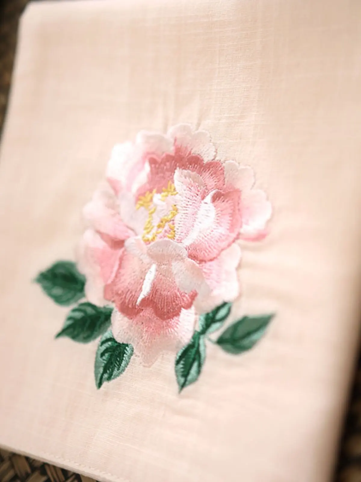 Traditional Chinese Style Embroidered Peony Handkerchief 100% Cashmere Soft Absorbent Square Hankies For Men Women Hanfu Accesso
