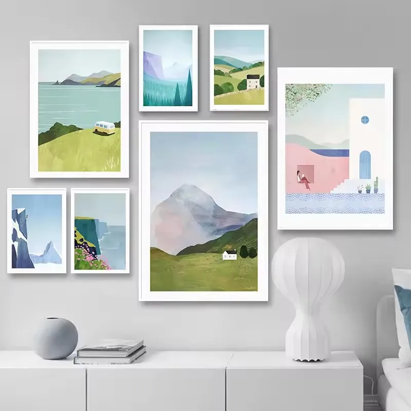 Minimalist Natural Landscape Illustration Poster Yosemite Tourism Art Canvas Prints Painting Bedroom Home Decor Mural Picture