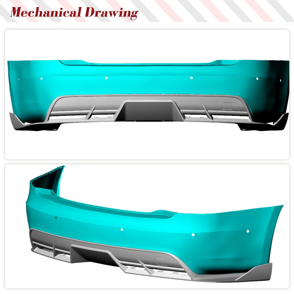 Car Rear Diffuser Lip Spoiler Bumper Guard Splitters for Tesla Model S Plaid 2021-2023 Rear Bumper Lip Splitter Carbon Fiber