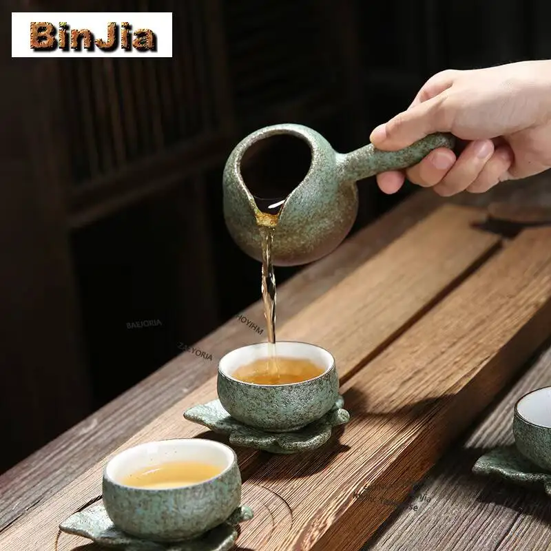 250ml Crude Pottery Side-handle Tea Pitcher Divide Tea Cha Hai Dispenser Household Justice Cup Fair Mug Teaset Accessories Gifts