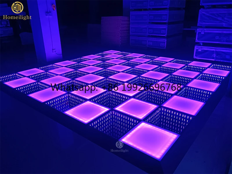 

12x12ft DJ Night Club Light 3D LED Mirror Dance Floor Lighted up Infinity Dance Panels