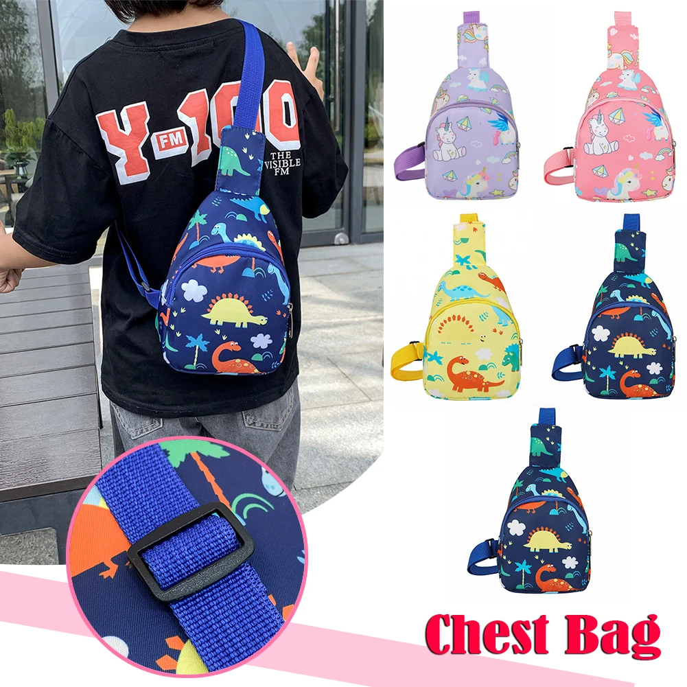 

﻿Cute Dinosaur Horn Horse Print Chest Bags Cartoon Anime Crossbody Bag Fashionable Casual Shoulder Bag with Coin Purse Kids Gift