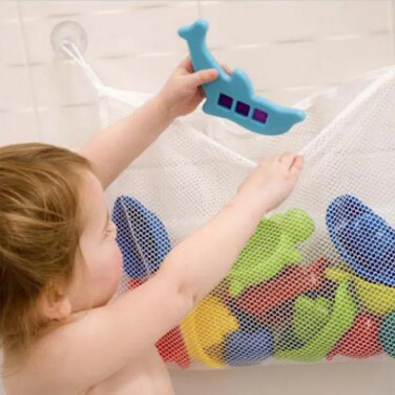 Baby Bathroom Mesh Bath Bag Kids Cartoon Basket Net Children\'s Games Network Waterproof Cloth Sand Toys Beach Storage Organizer