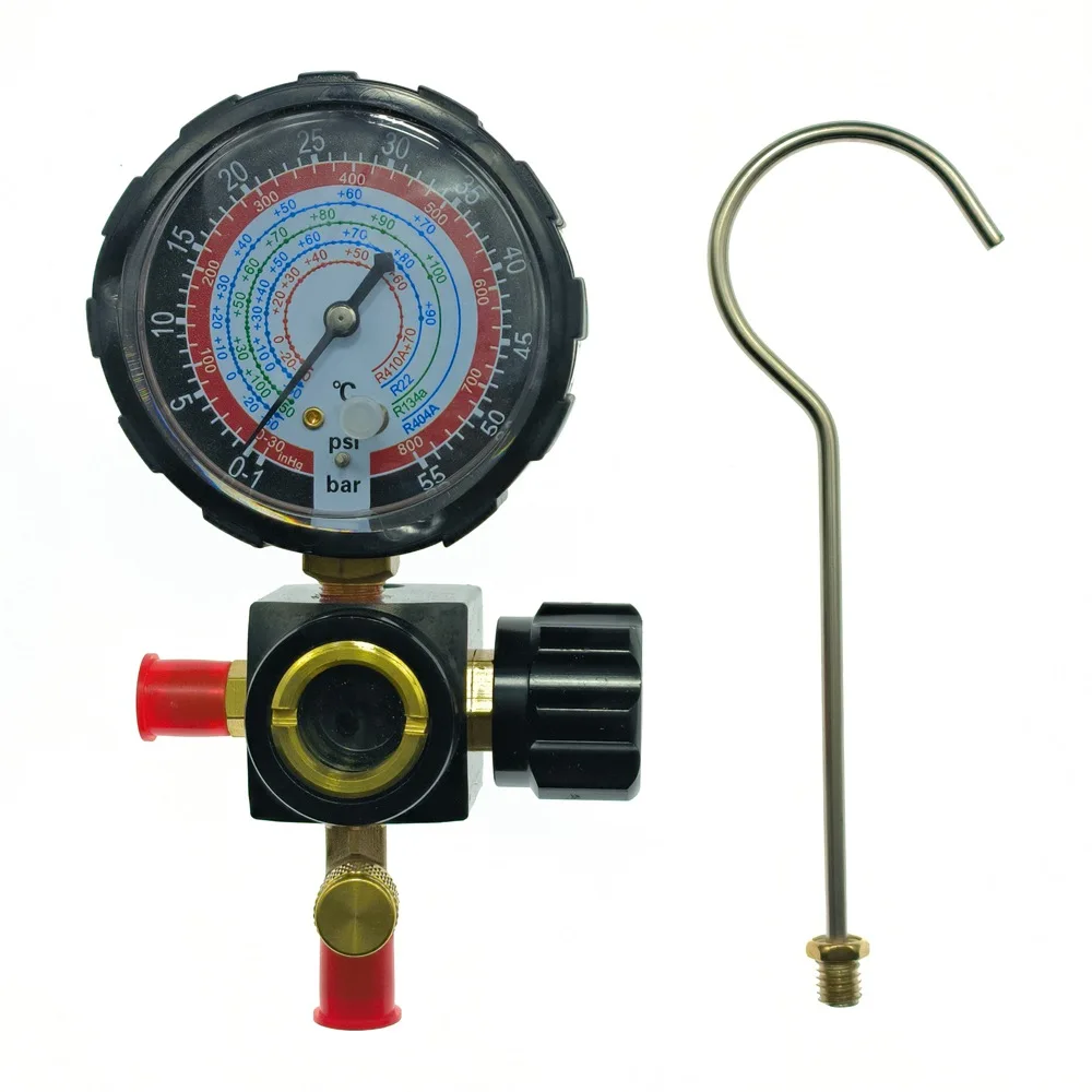 Utility Refrigerant Filling Test Assembly, Single Pressure Gauge Manifold Car And Home AC System Fluorine Adding Maintenance
