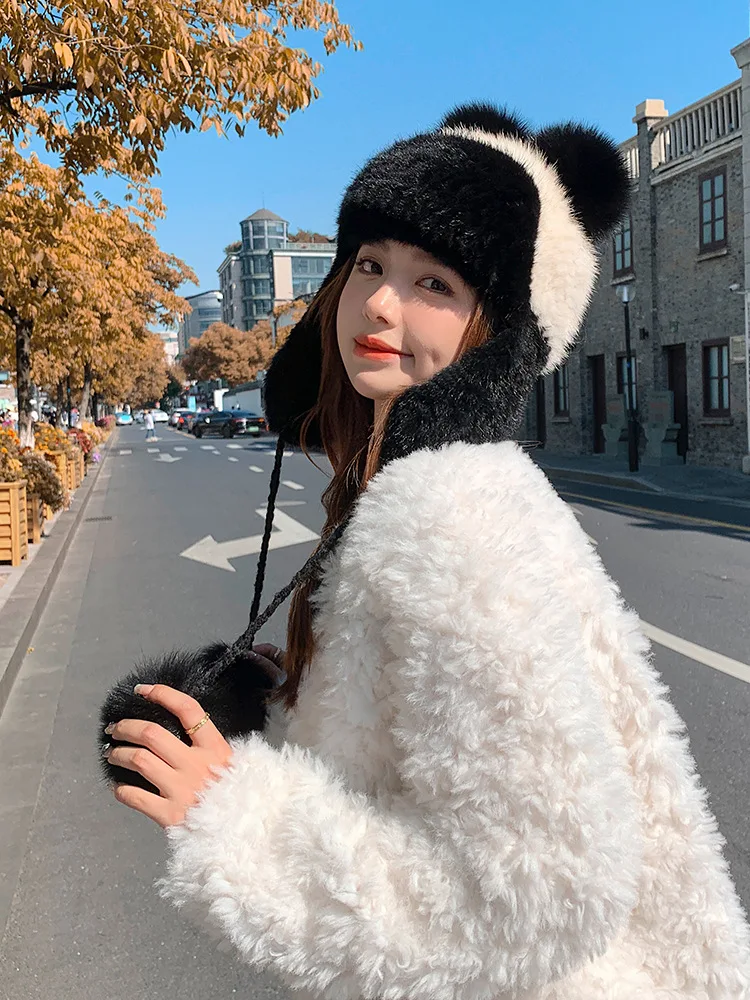 2024 New Natural Mink Fur Hat Knitted Genuine Cap Headgear Headdress Women Warmer Wholesale Free Shipping