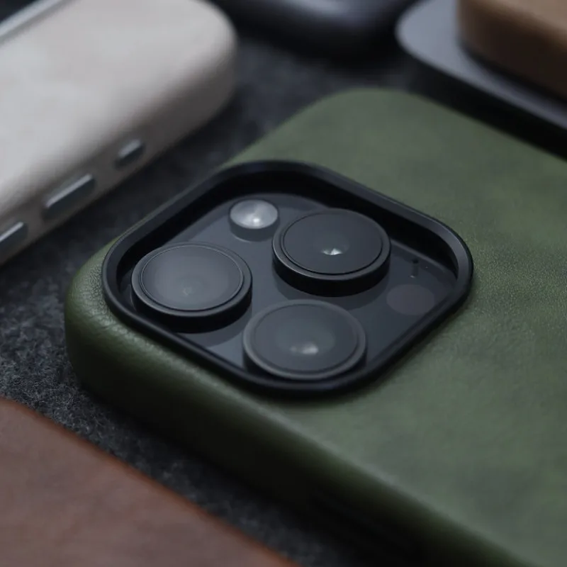 Retro Premium Avocado Green Leather Case For iPhone 17 16 12 13 14 15 Pro Max Plus Air Magnetic Charging Metal Lens Ring Cover