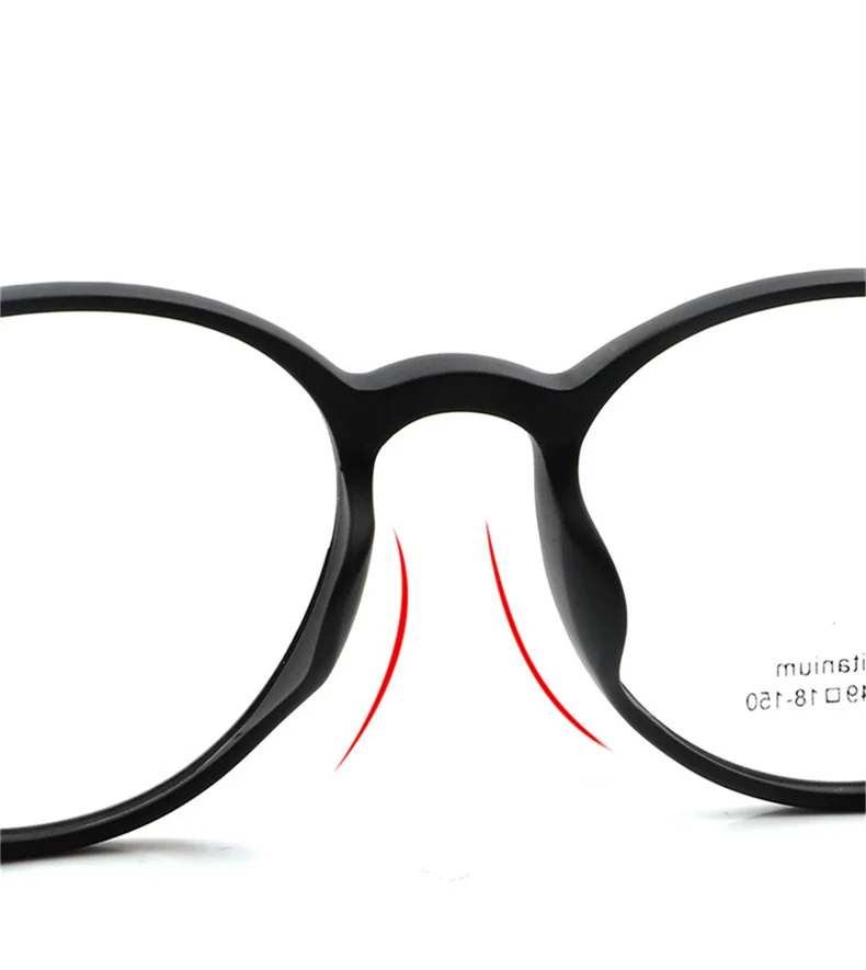 Hochwertige Retro ultraleichte Gummi Titan Brille Rahmen für Männer und Frauen Mode runden Rahmen optische Brille – Detail 8