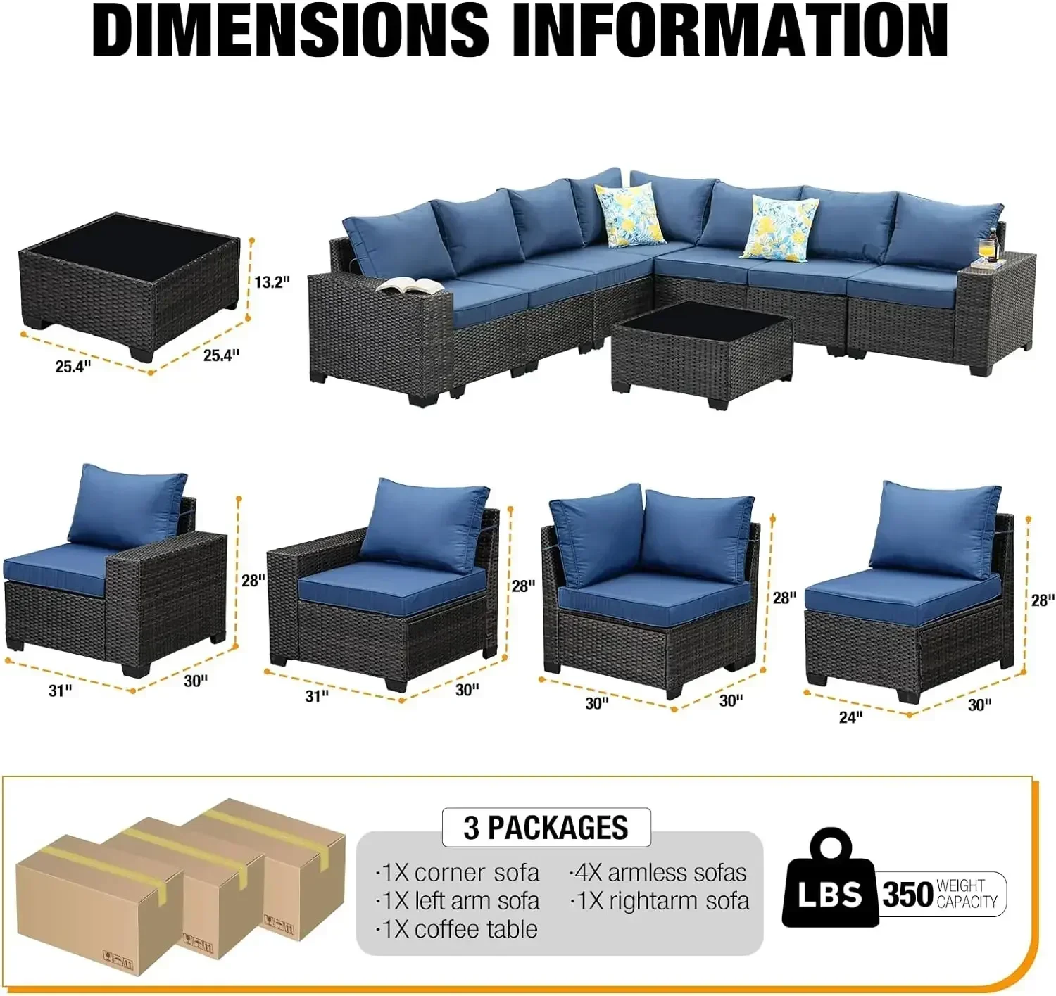 5/7/9Pcs Terrasmeubilair Set All-Weather Outdoor Rieten Sectionele Gespreksbank Rotan Patio Zitsbank Voor Veranda Aan Het Zwembad