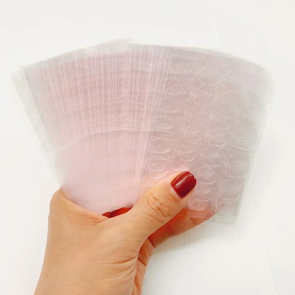 1Sheet/30Pcs Pink/Yellow Double-Sided Nail Adhesive Jelly Glue Transparent Flexible False Nail Adhesive Tape for False Nail Art