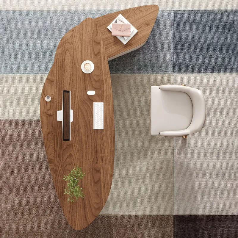Aesthetic Design Office Desk Nordic Luxury Computer Modern Wooden Office Desk Long Minimalist Escrivaninha Trendy Furniture - view 2
