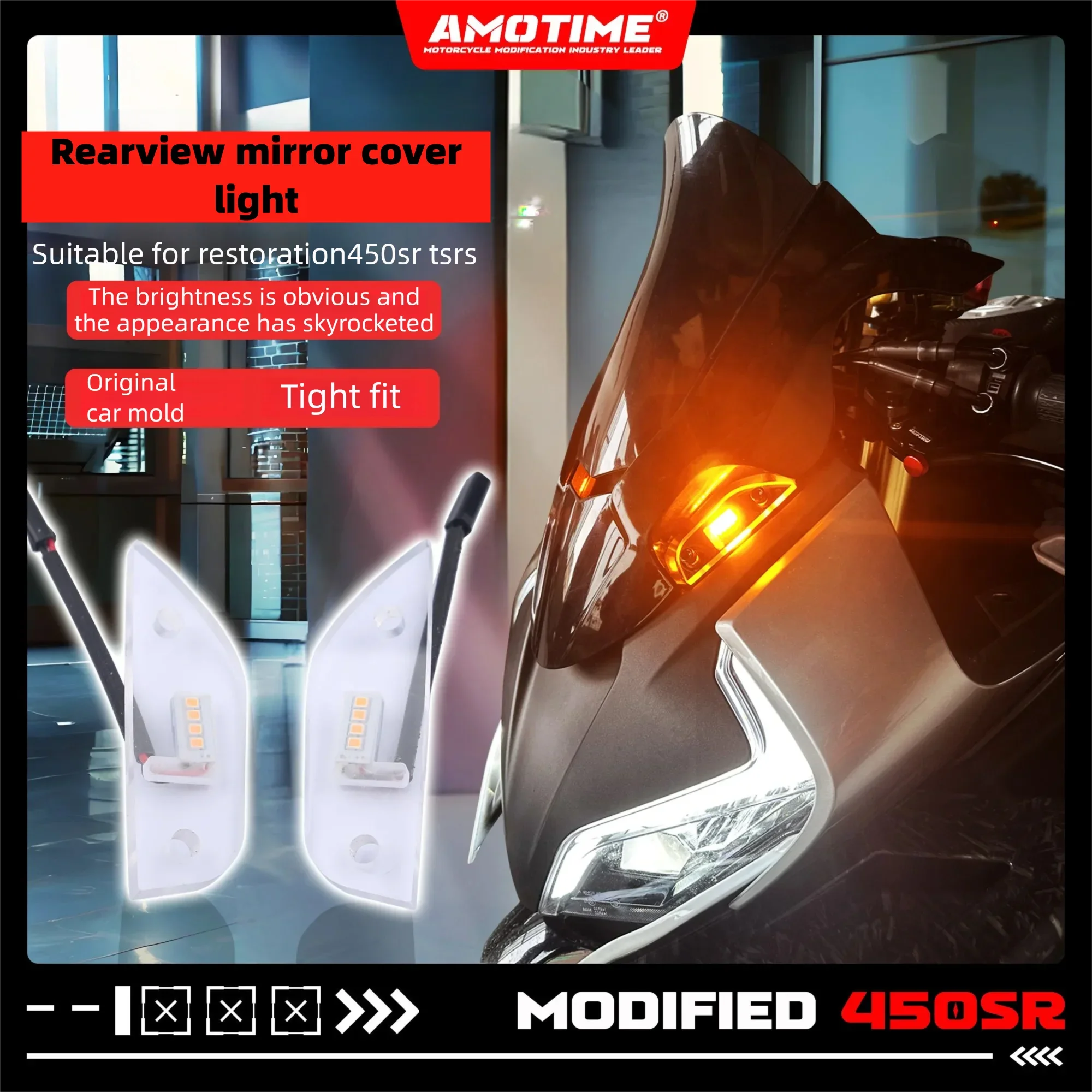 

for cfmoto 450SR 450SS 450SRS Aerodynamic Wing Rearview Mirror,wind Deflector Rearview Mirror with Turn Signal,Turn Signal Cover