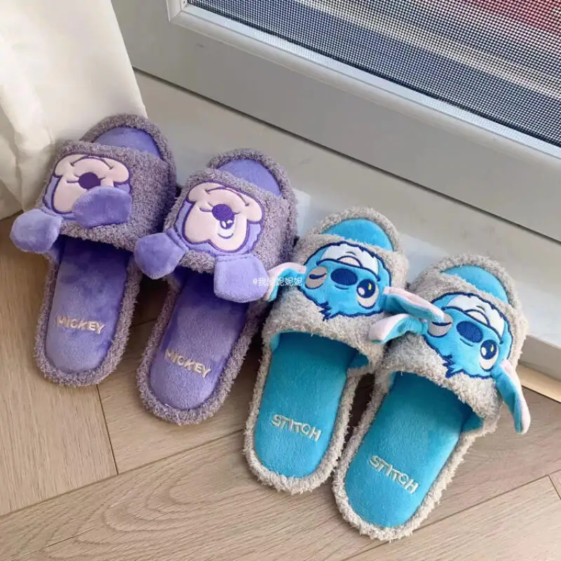 

Милые аниме-тапочки для женщин, пушистые мультяшные домашние тапочки, зимние тапочки для женщин, мягкая теплая уютная домашняя обувь, милые тапочки Стич