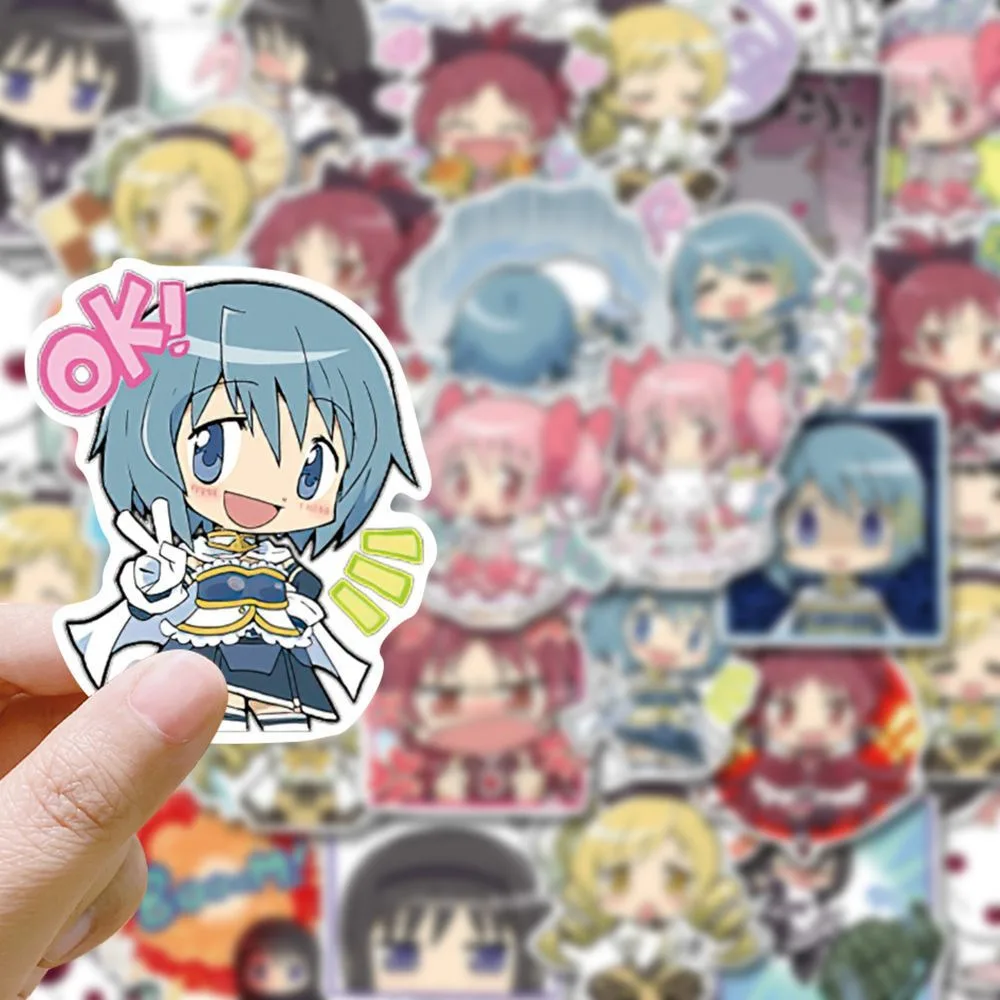 48PCS Anime Puella Magi Madoka Magica For Laptop Guitar Cute Cartoon Stickers Decorate The DIY Wall Tabletop