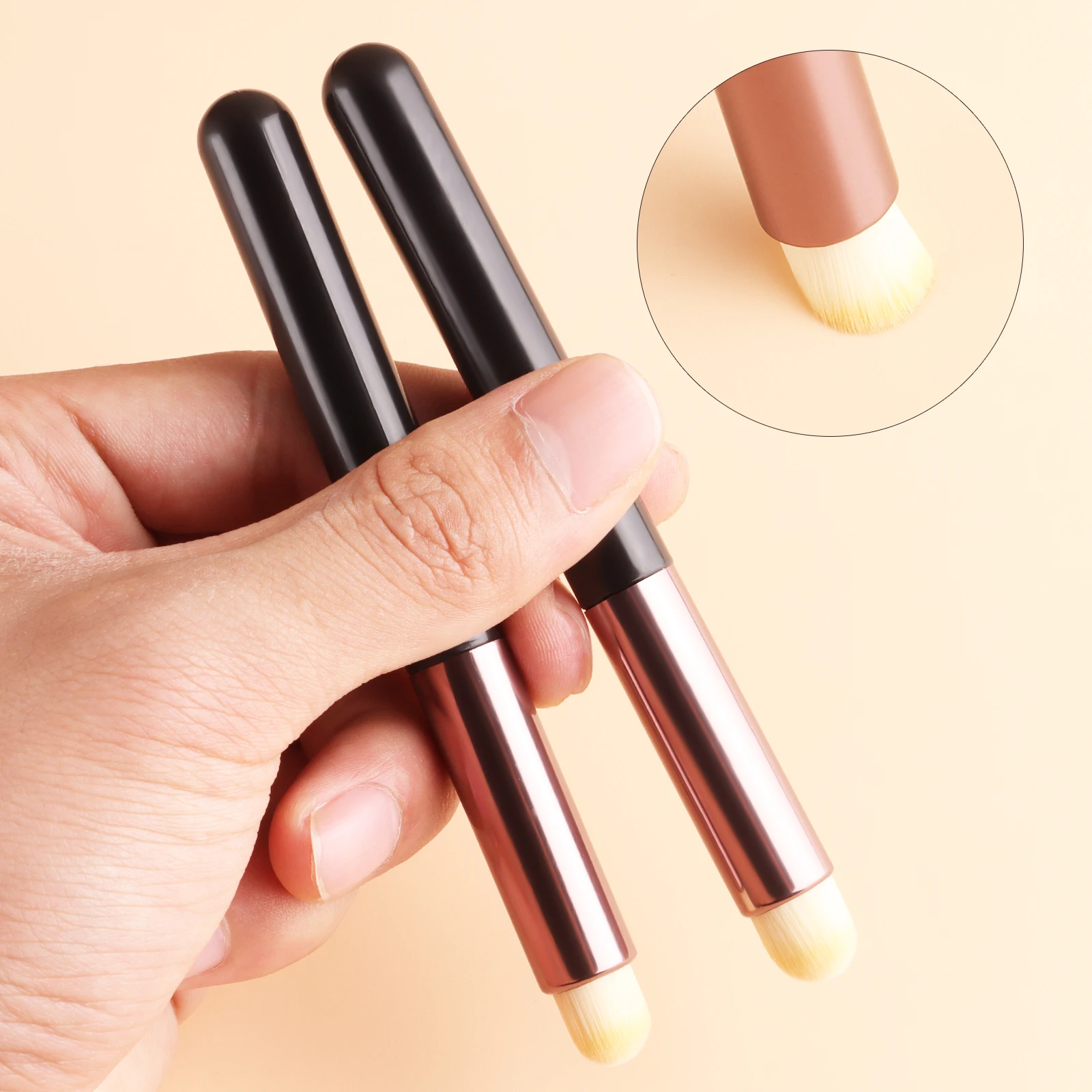2Pcs Round Head Sponge Concealer Lip Brush, Dual‑use Makeup Brush for Under‑eye Concealer Lip Gloss Blending