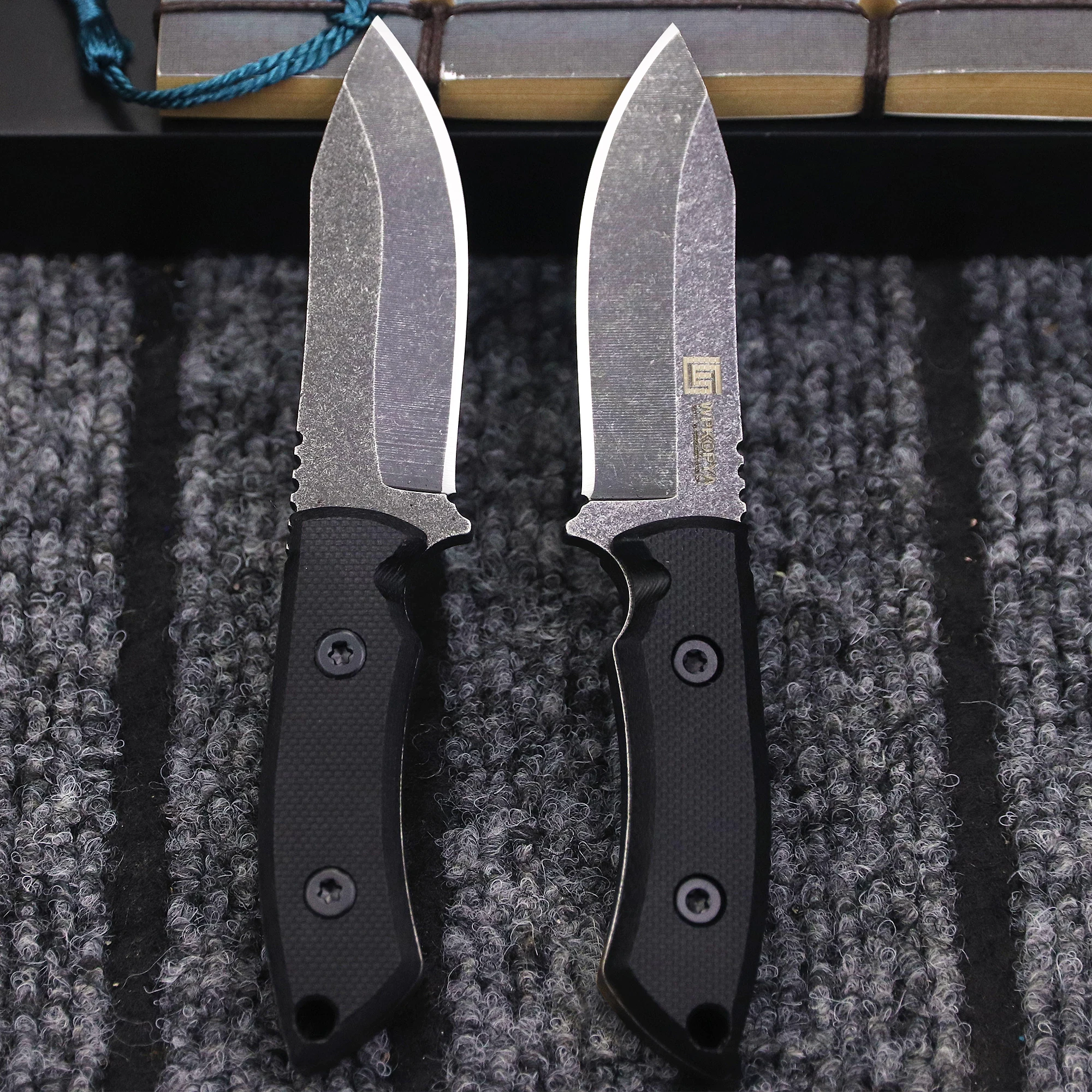 Cuchillo recto EDC multiusos de acero Tang 440c para exteriores, mango G10, cuchillo de caza de jungla + funda k, cuchillo de supervivencia