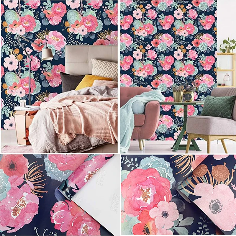 Thickened floral wallpaper furniture bedroom living room wall renovation and renovation waterproof vinyl self-adhesive paper
