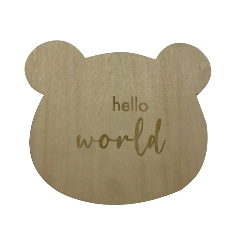 Hello World Wooden Baby Milestone Card Newborn Monthly Growth Recording Cards Baby Birth Commemorative Cards Photography Props