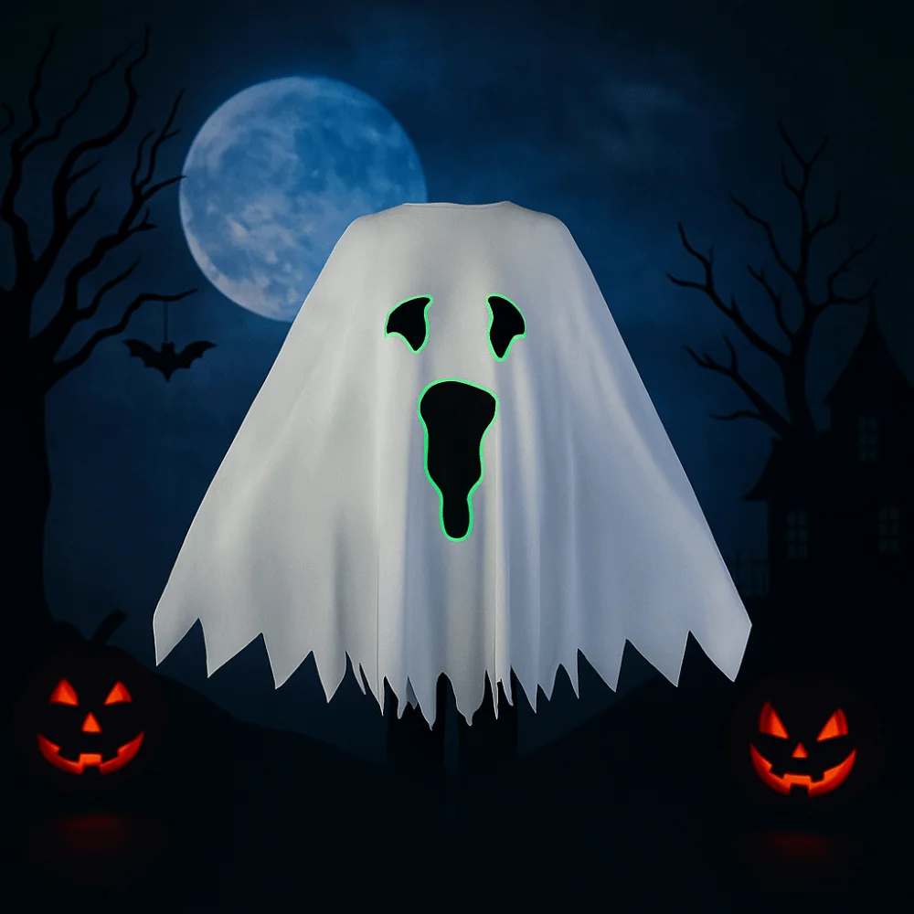 

Clothing Prop Glowing Ghost Cape Fun Interaction Party Cloak Children's Halloween Costume Black White Luminous Ghost Shawl Kids