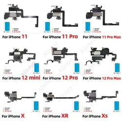 Sensor de proximidad superior del teléfono, auricular de sonido, altavoz, Cable flexible para iPhone 11 Pro, X, Xr, Xs, Max, 7, 8 Plus, con pegatina, sin identificación facial