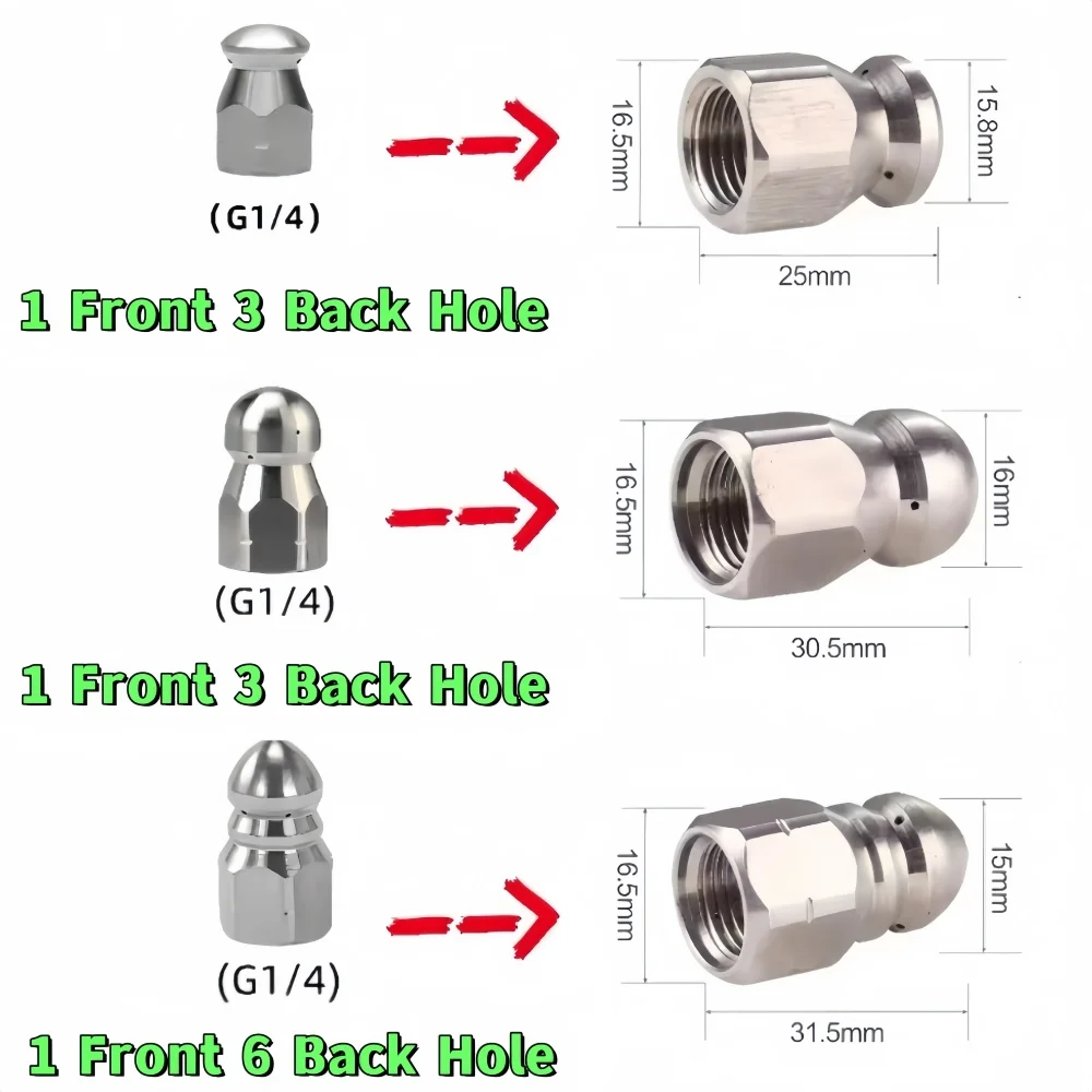 2-35m Macchina per la pulizia ad alta pressione Tubo di drenaggio Tubo per la pulizia delle fogne Tubo per la pulizia delle condutture Ugello per Karcher HD/HDS Pistola ad acqua