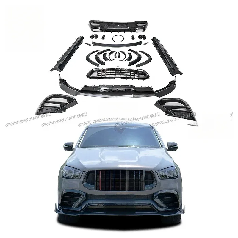 Carbon fiber body kit upgrs MB GLE C167, including front lip, rear lip, wheel arches, and side skirts. view 2