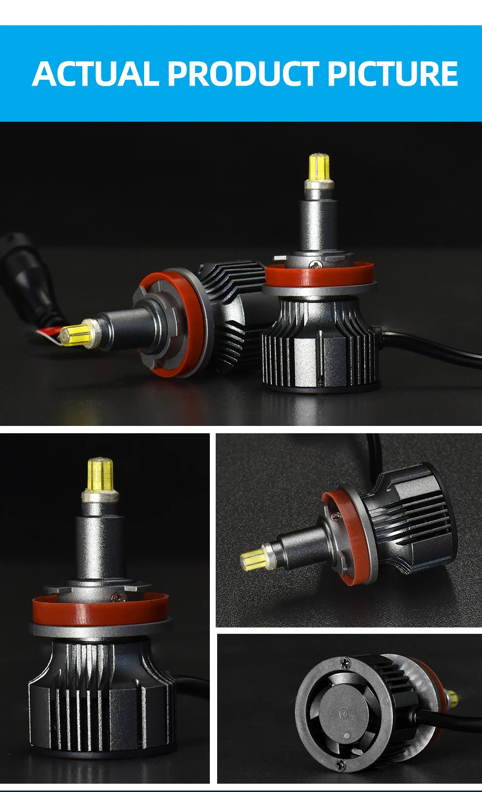 Hochleistungs-360-Grad-Superhelle LED-Autolichter H1 H7 H11 H8 9005 HB3 9006 HB4 9012 HIR2 Scheinwerferlampen Plug and Play – Detail 13