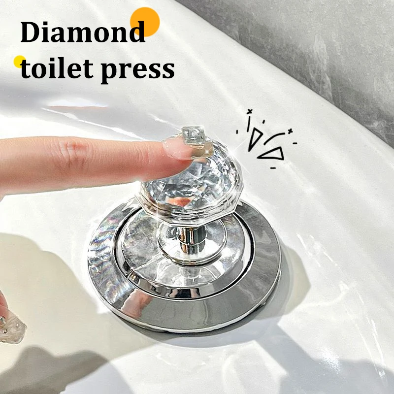 Plastic Toiletknop Draagbare Badkamer Toiletknop Creatieve En Mooie Diamant Toiletknop Tank Flush Hulpfittingen