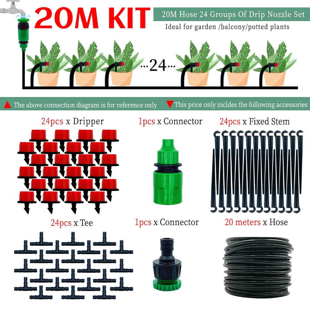 Kas 10M-30M Diy Druppelirrigatiesysteem Automatische Watering Tuinslang Micro Drip Watering Kits Met Verstelbare druppelaars