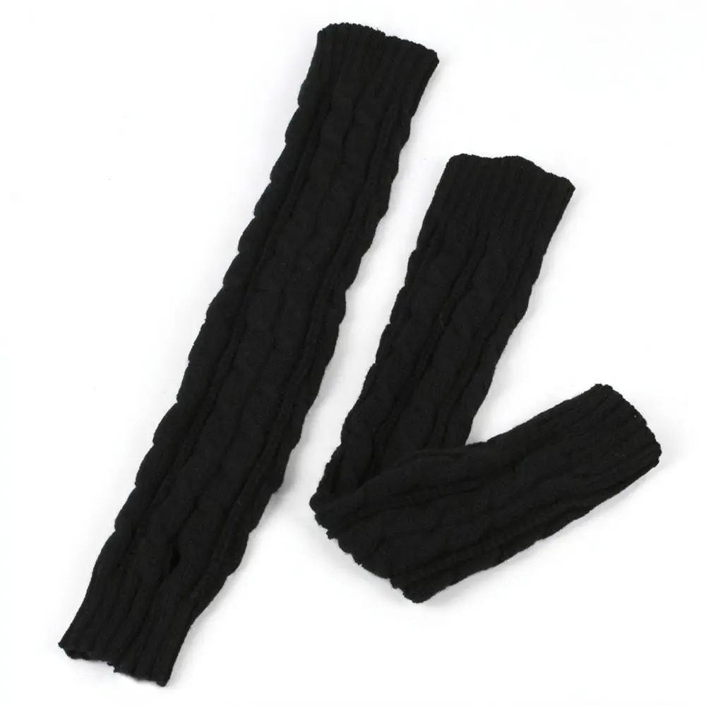 Unisex Long Knitted Arm Sleeves Winter Thermal Warm Half Finger Gloves Soft Stretchy Knit Accessories For Outdoor