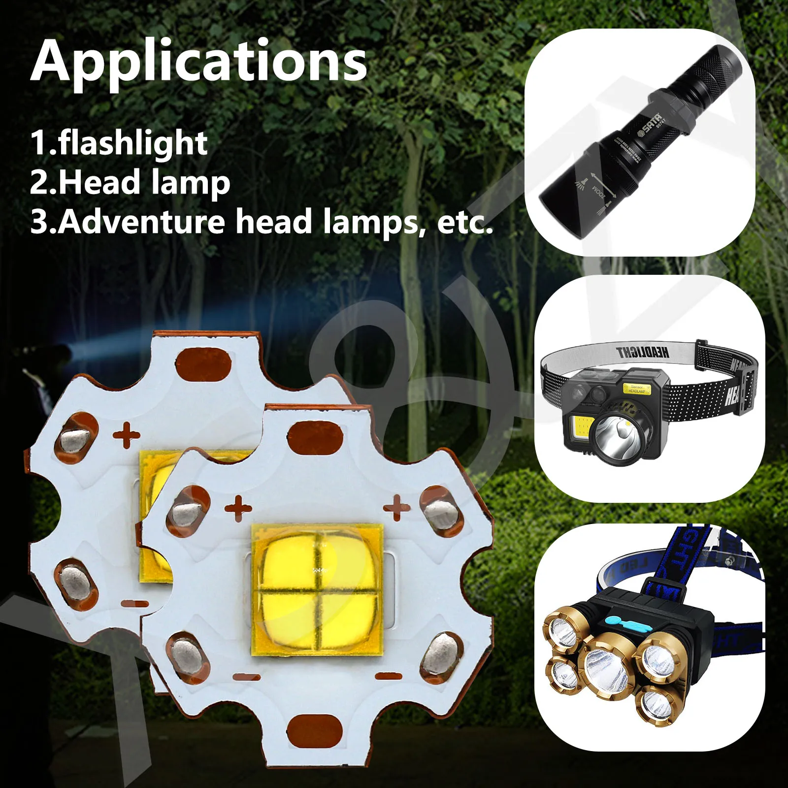 LED de alta potência branco forte lanterna, 20W lâmpada Bead, farol acessório, lanterna ao ar livre, luz noturna, DC12-13V