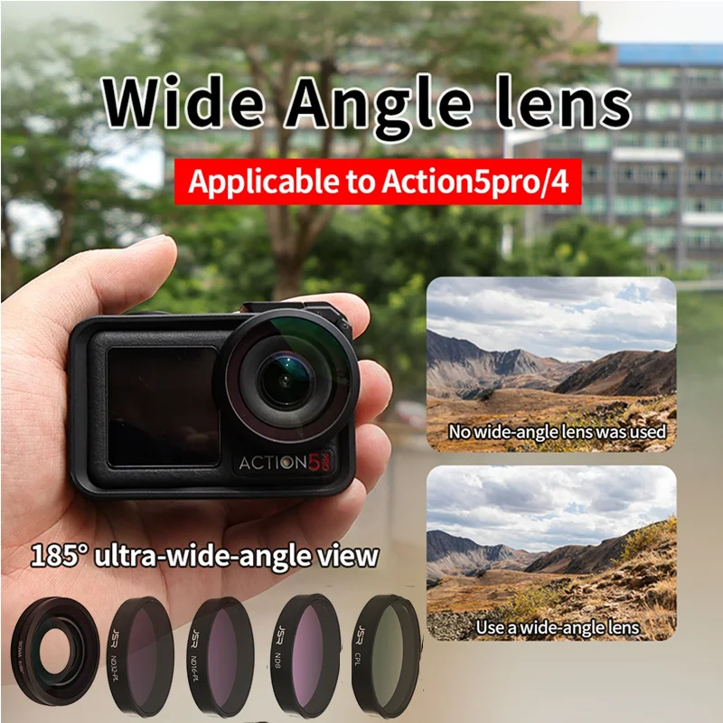 

For DJI Osmo Action 4/5Pro Camera 185° Ultra Wide-angle Lens Filter CPL/ND8/16/32/64/Streak Blue/Macro 15X Photography Accessory