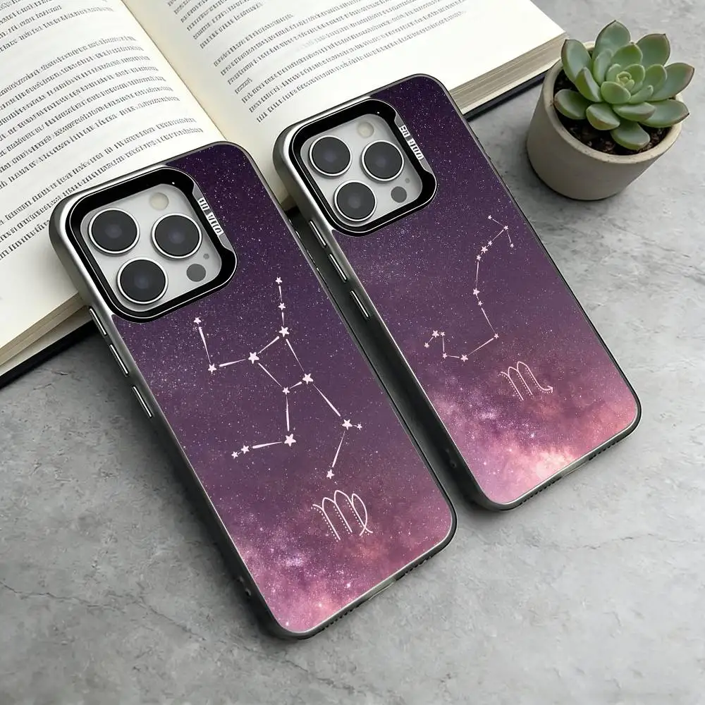 The Twelve constellations-S Phone Case For iPhone 17,16,15,14,13,12,11 Plus,Pro Max,XS,Colored Silver Plated Inside