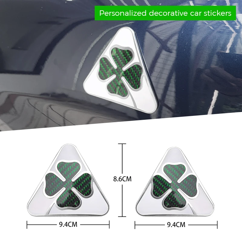 Car Carbon Fiber Four Leafs Clover Aluminum Fender Decoration Stickers For Alfa Romeo Car Exterior Sticker Car Accessories