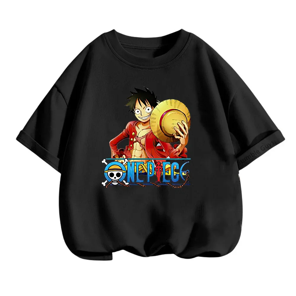 3-14 Years Kids Anime One Pieces Tshirt Luffy T-Shirts for Boys Clothes Girls T-shirt Short Sleeve Fashion Teen Tops Tee