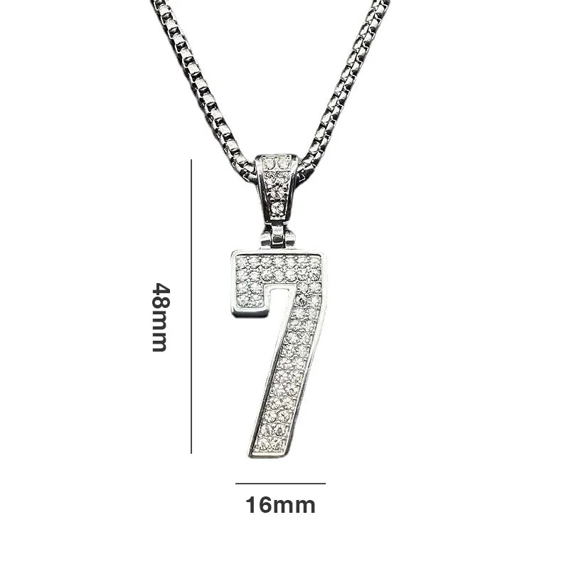 Number 7 Stainless Steel Gold Plated Lucky Pendant Necklaces for Men Clavicle Chain Waterproof No Rusted Jewelry