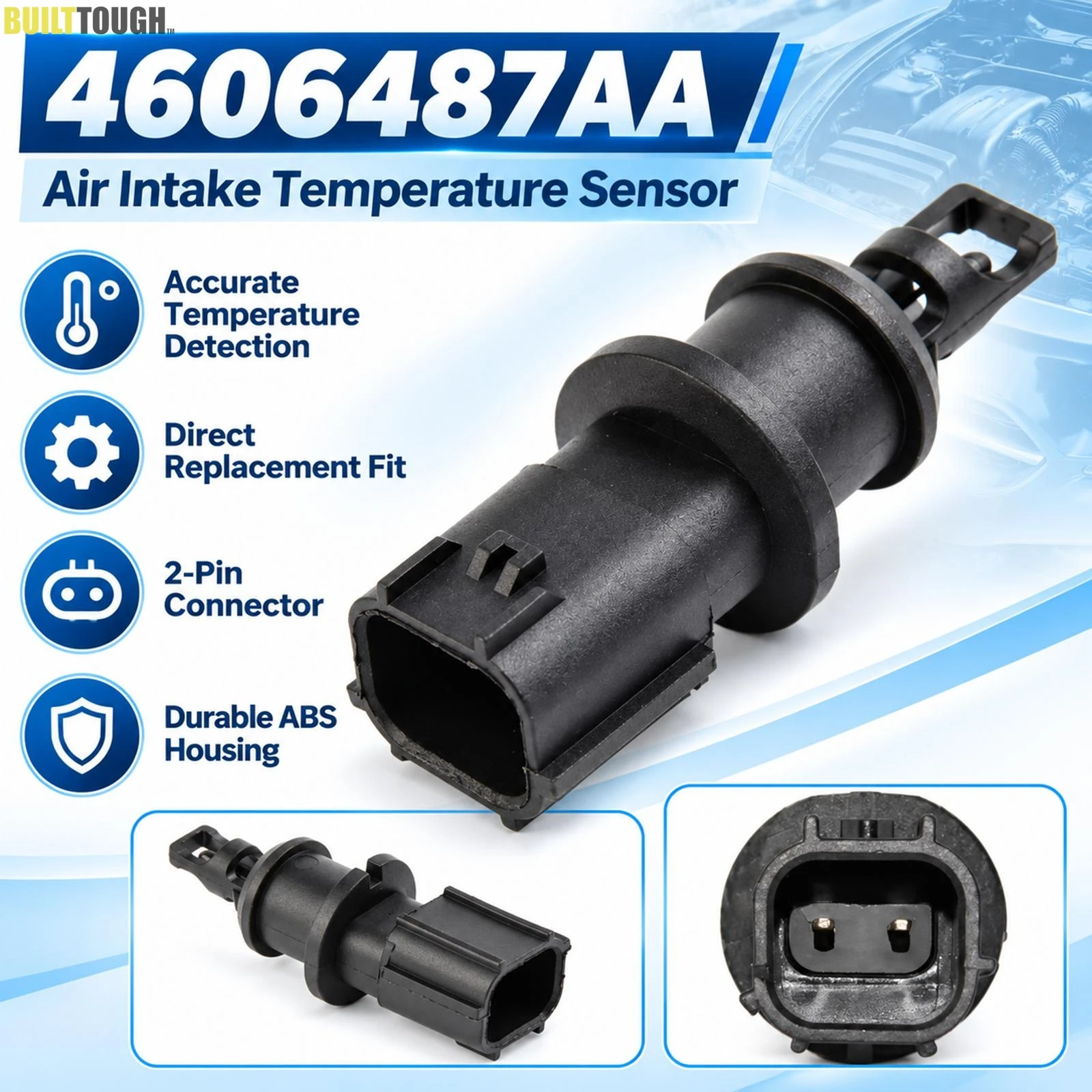 Air Intake Air Temperature Sensor IAT Sensor 4606487AA 4606487AB Replacement for Chrysler Dodge Jeep Ram