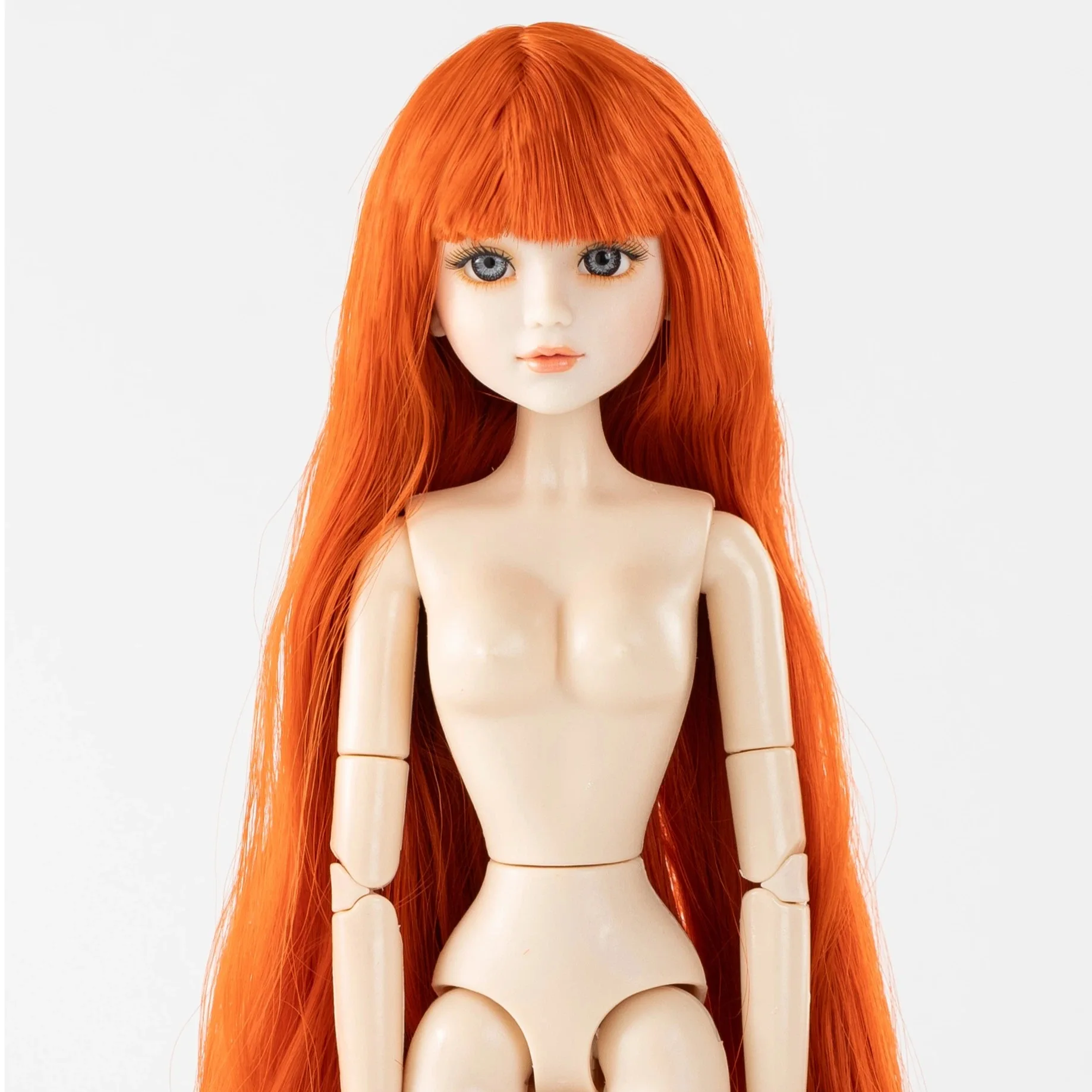 1/6 Supermodel Doll Head Accessories 3D Glass Eyes Coloured Hair Sweet Smiling Make-up DIY Make-up Practice Head+20-Joint Body 