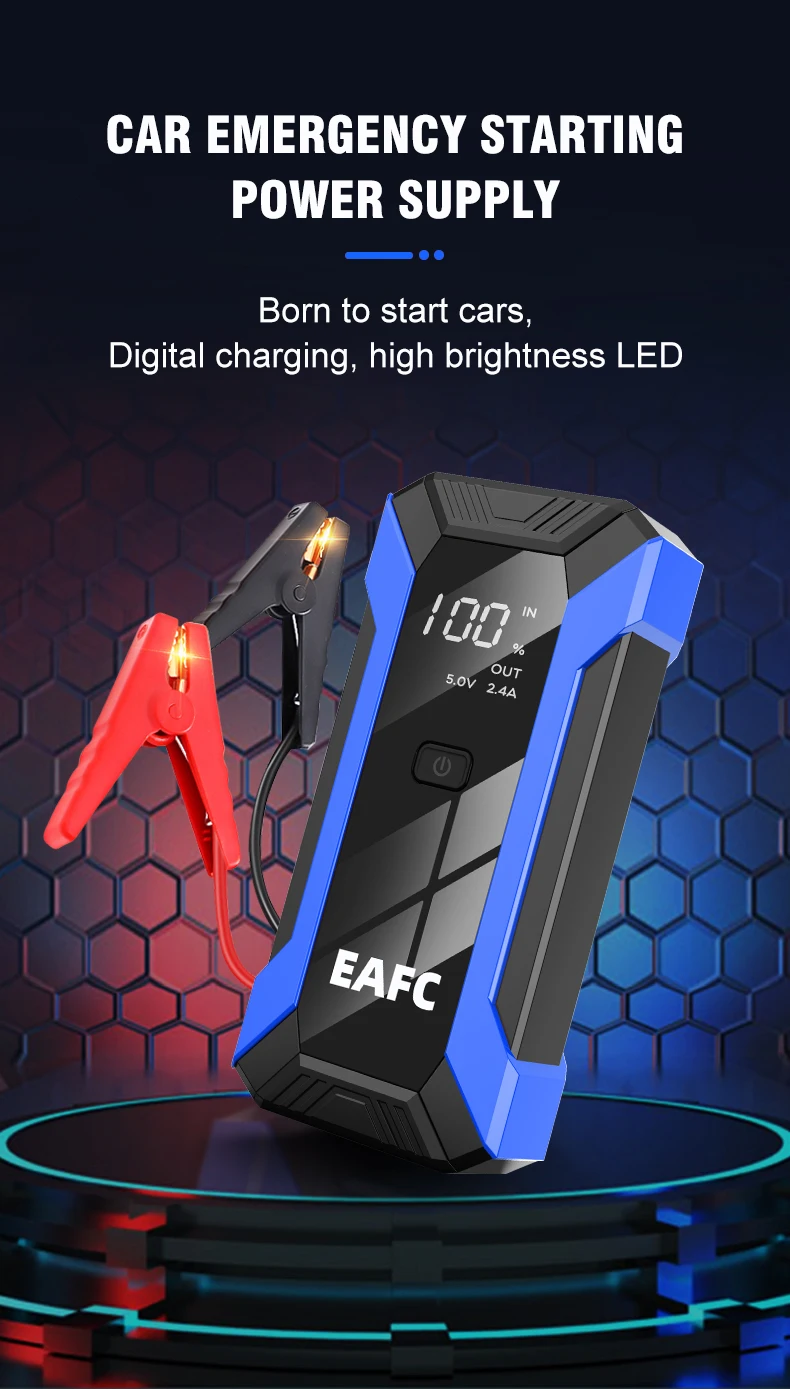EAFC Auto Starthilfe Power Bank Spitzenstrom 1200A/2000A Tragbarer Auto-Booster Notfall-Batterieladegerät 12V Startgerät – Detail 1
