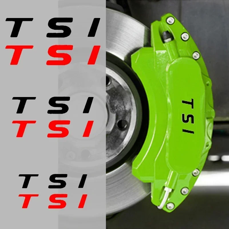 6pcs Car Caliper Sticker Tire Brake Cover Heat Film Body Decals for Volkswagen TSI Logo Golf Beetle Tiguan Touareg Touran