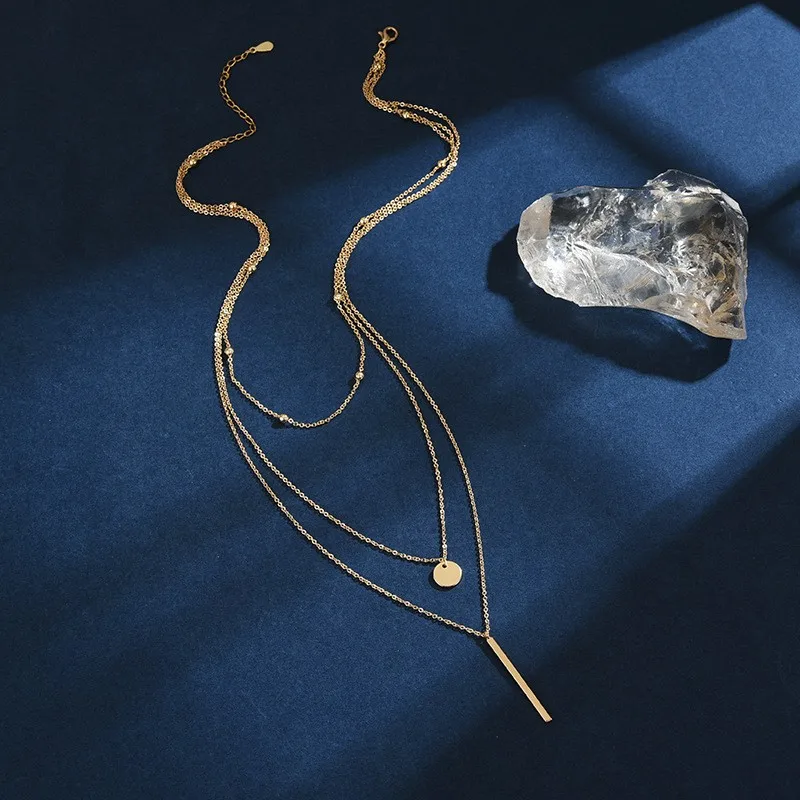 Hot S925 Silver Double Layer O-Chain 3 Levels Clavicle Necklace Female Fashion Hip-hop Retro Unique Design Wedding Fine Jewelry