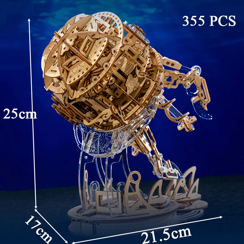 Puzzle 3D DIY drewniane Aurora meduza zmontowane miniaturowe zestawy modeli z muzyką światło puzzle dla przyjaciół prezenty urodzinowe